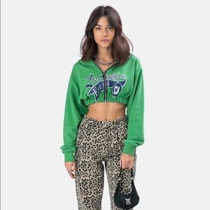 Adika Green LA Cropped Hoodie